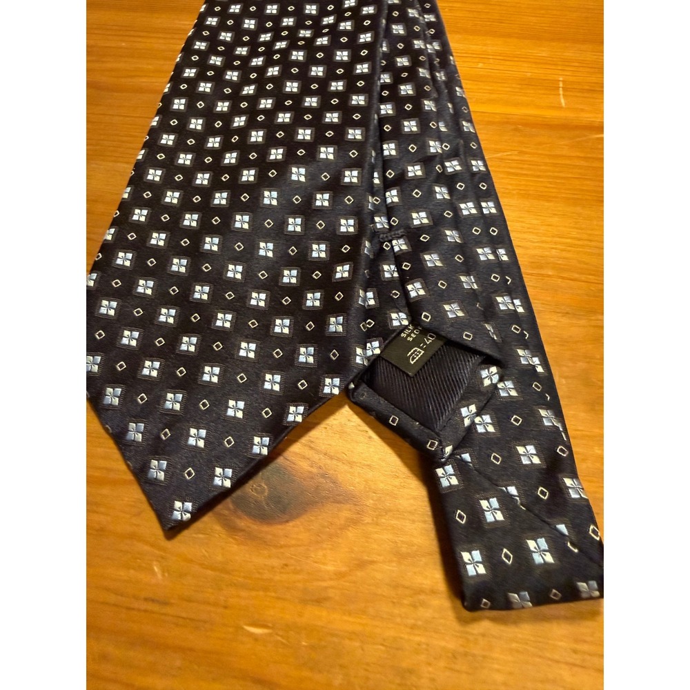 Ermenegildo Zegna Mens Silk Tie Lot 2 Navy Blue Burgundy Geometric Italy Luxury - Picture 2 of 5